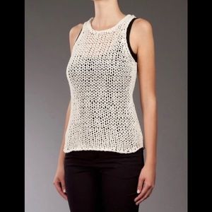 Vince cotton hand knit racer back tank top